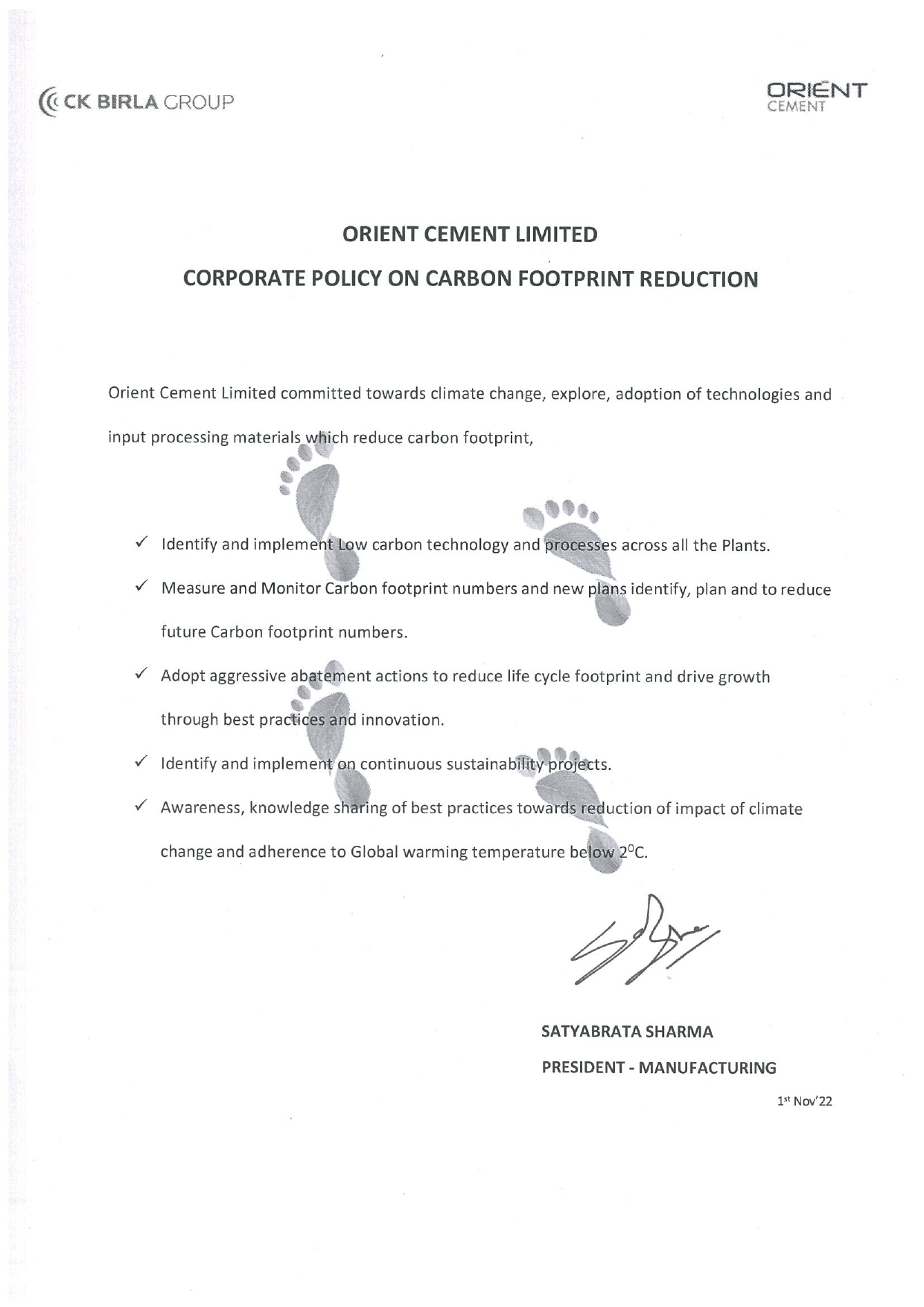 Carbon foot Policy
